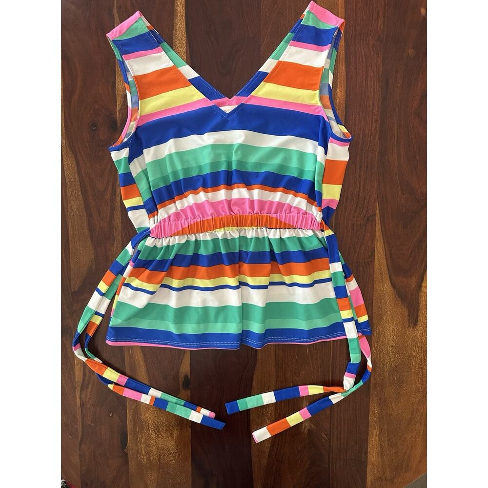 Jude Connally Layla Top Womens L Striped Jude Cloth Tunic V-Neck Resort USA